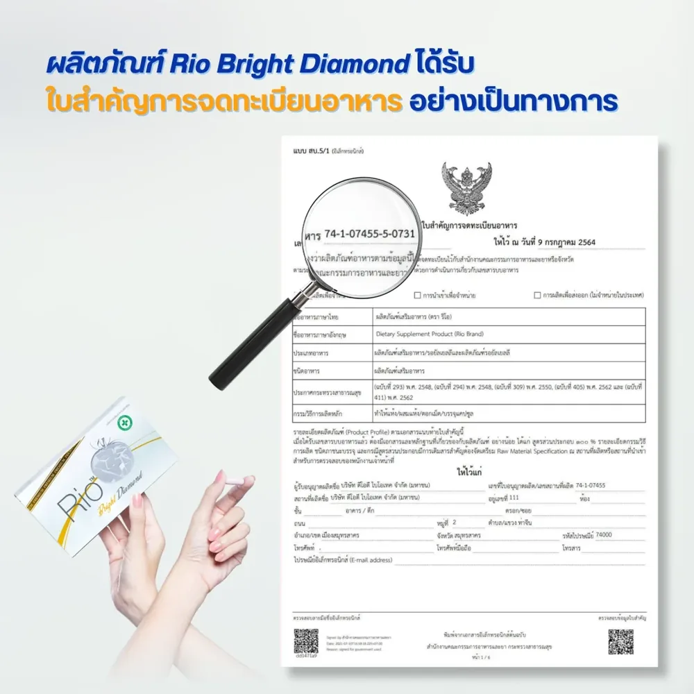 ใบสำคัญการขึ้นทะเบียนอาหาร